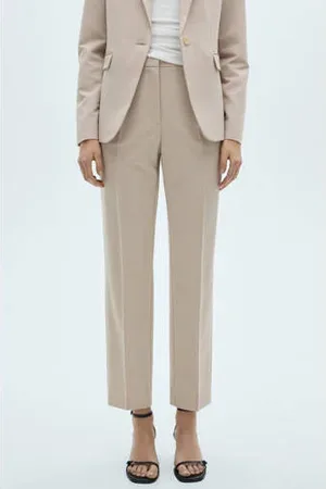 MANGO Straight fit pantalon beige