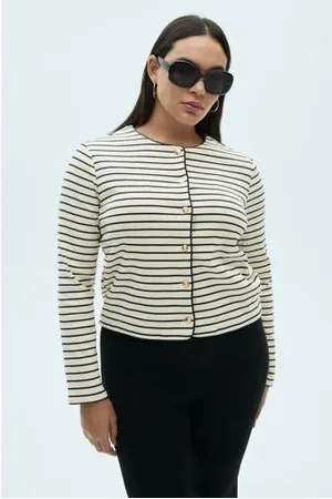 MANGO Gebreid vest ecru