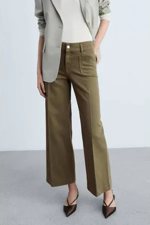 MANGO Wide leg jeans kaki