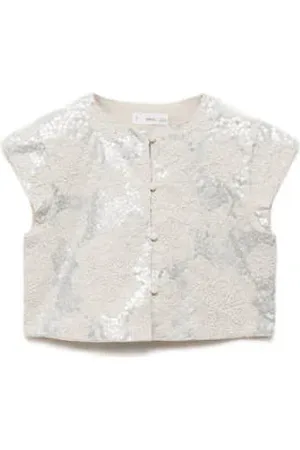 MANGO Gilet lichtgrijs met pailletten