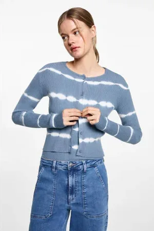 MANGO Vest blauw fijn gebreid