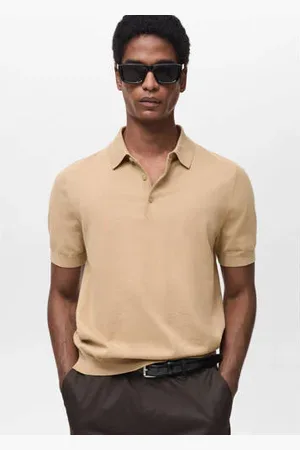 MANGO Polo fijn gebreid beige