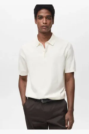 MANGO Polo fijn gebreid wit