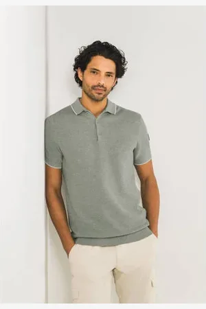 State of art Regular polo gebreid grijsgroen