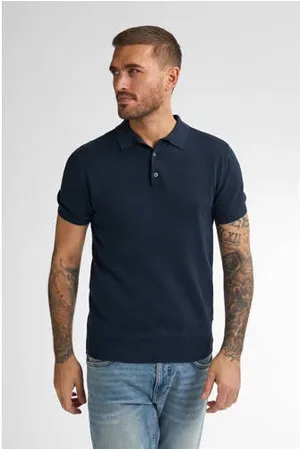 Petrol Industries Regular polo fijn gebreid donkerblauw