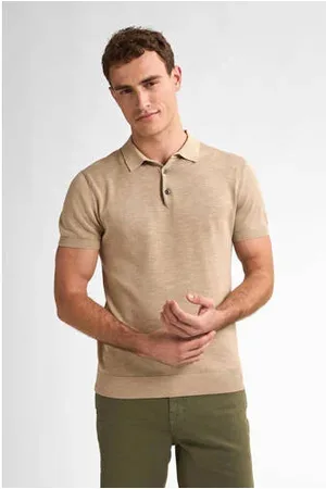 Petrol Industries Regular polo fijn gebreid beige