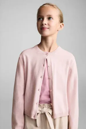 MANGO Vest lichtroze fijn gebreid