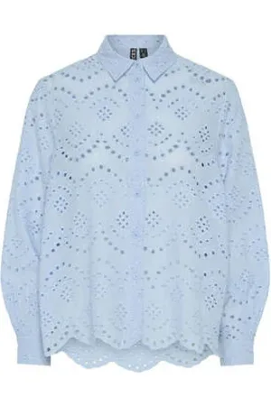 Pieces® Blouse blauw broderie