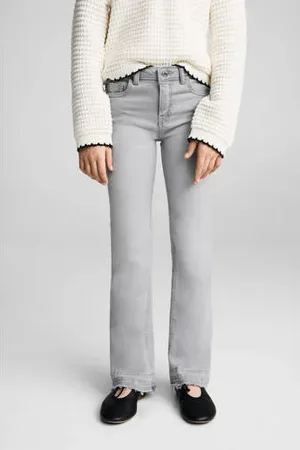 MANGO Regular waist flared jeans grijs