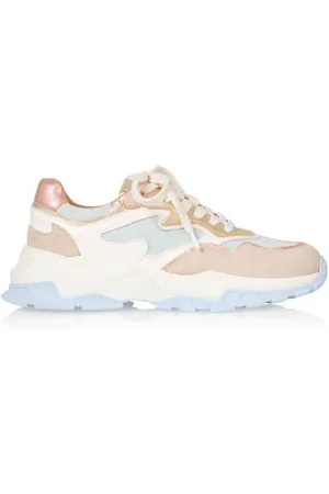 DWRS Chester denim chunky leren sneakers
