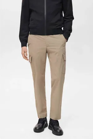 MANGO Slim cargo broek beige