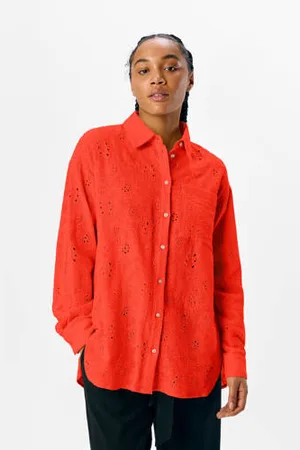 Object Blouse oranje broderie