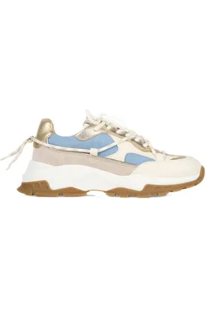 DWRS BONNEY denim chunky leren sneakers goud