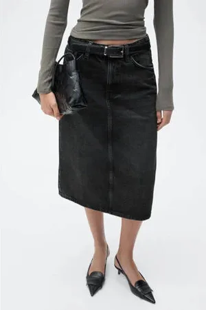 MANGO Spijkerrok black denim
