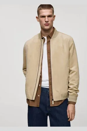 MANGO Imitatie suède bomberjack beige
