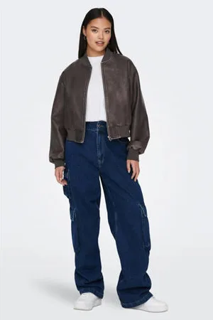ONLY Imitatieleren bomberjack ONLJANE washed brown