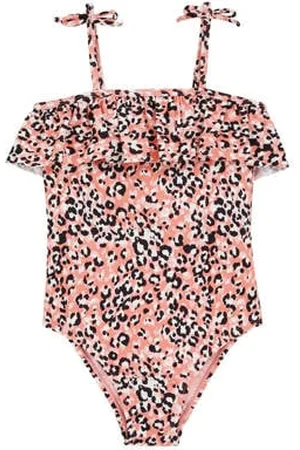 WE Fashion Badpak met ruches lichtroze/wit/zwart