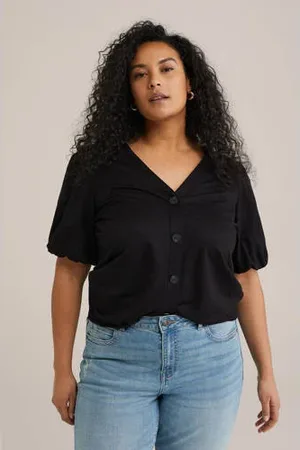 WE Fashion Curve top zwart