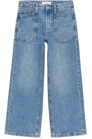 MANGO Wide leg high waist jeans medium blue denim