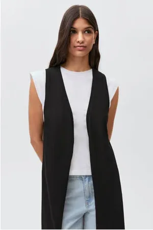 MANGO Lang vest fijn gebreid