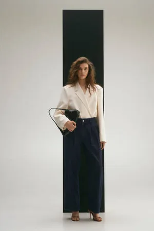 MANGO High waist wide leg jeans