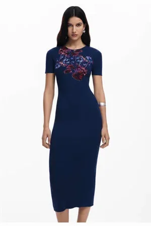 Desigual Midi jurk rib gebreid