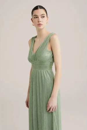WE Fashion Galajurk met lurex groen