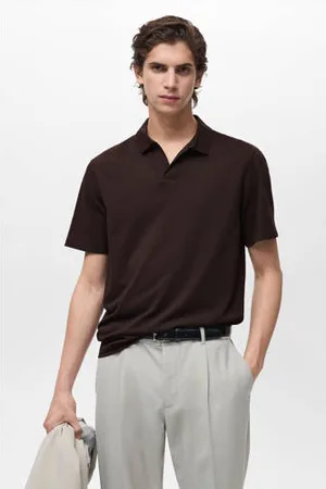 MANGO Slim polo fijn gebreid