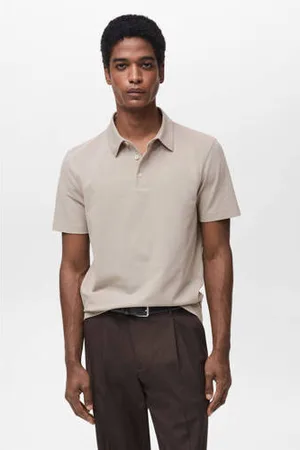 MANGO Slim polo taupe