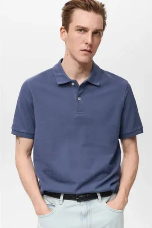 MANGO Regular polo blauw