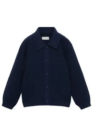 MANGO Vest donkerblauw grof gebreid