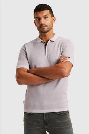 Cast Iron Regular polo met ingebreid patroon