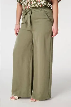 MS Mode Wide leg regular waist casual broek broderie