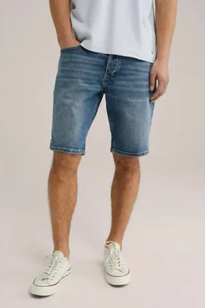 WE Fashion Blue Ridge regular denim short donkerblauw