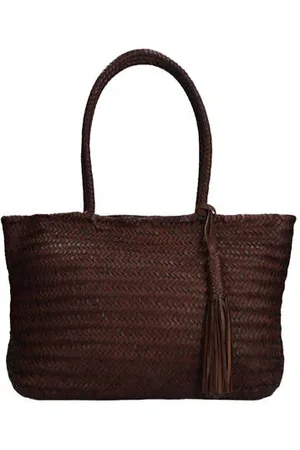Manfield Leren gevlochten shopper