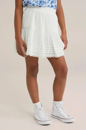 WE Fashion Strokenrok broderie ecru