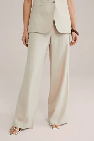 WE Fashion Wide leg high waist pantalon beige