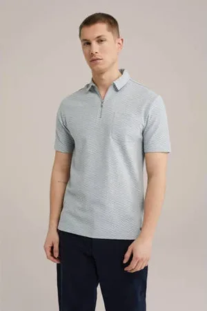 WE Fashion Slim polo grijsblauw