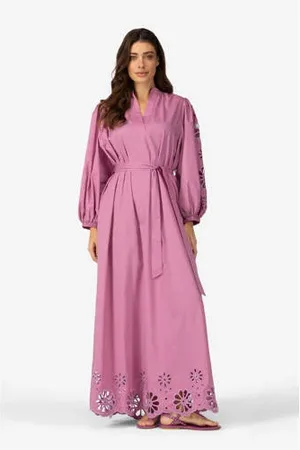 Ibana Maxi jurk broderie paars