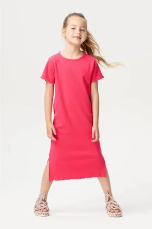 Noppies Kids korte jurk koraalrood