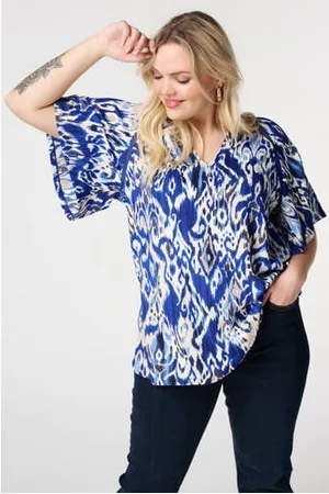 MS Mode Top blauw broderie