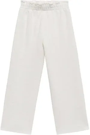 MANGO Wide leg casual broek wit