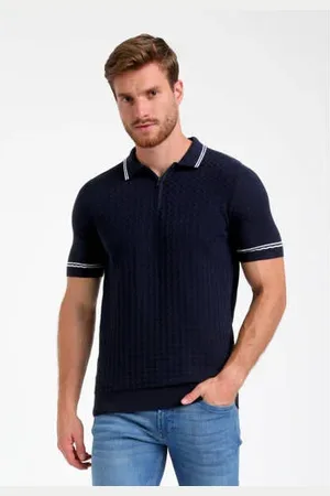 Gabbiano Regular polo gebreid donkerblauw