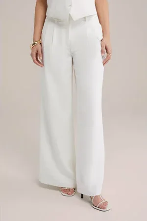 WE Fashion Wide leg high waist pantalon wit