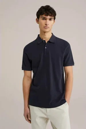WE Fashion WE Fundamentals regular polo donkerblauw