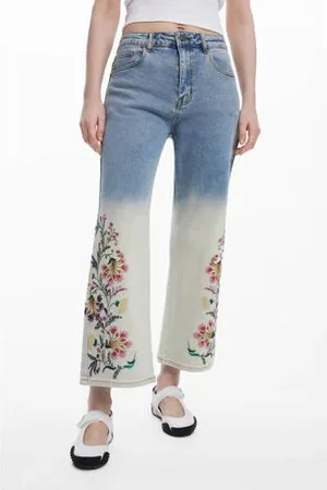 Desigual Cropped jeans light blue denim