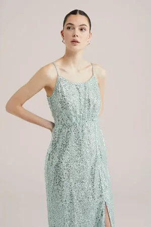 WE Fashion Galajurk met pailletten mintgroen