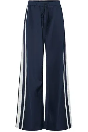 Pieces® Wide leg regular waist broek donkerblauw