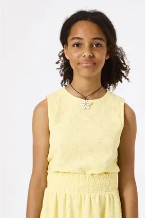 Garcia Mouwloze top geel broderie