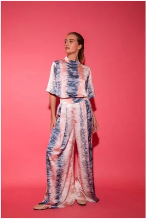 Studio Amaya Wide leg high waist pantalon multi